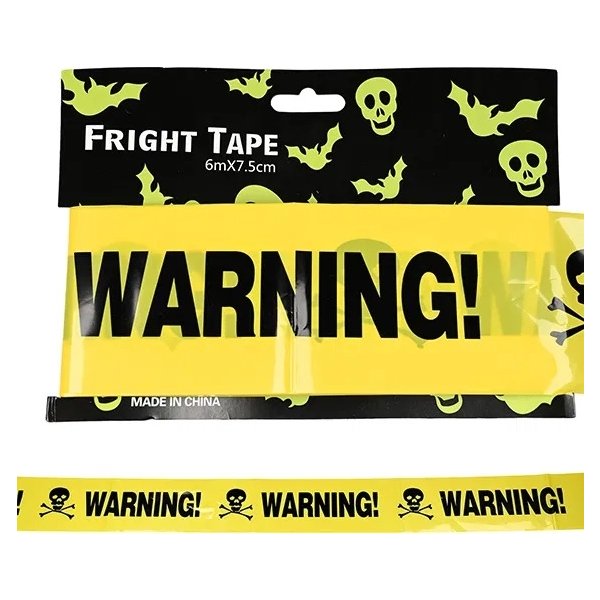 Avskärmningsband, "warning!", gul, 600cm
