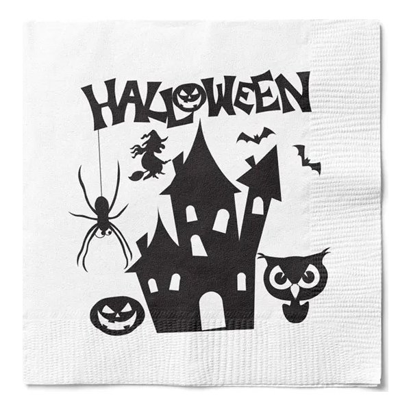 Halloween Servetter med Motiv, vit, 20 st.