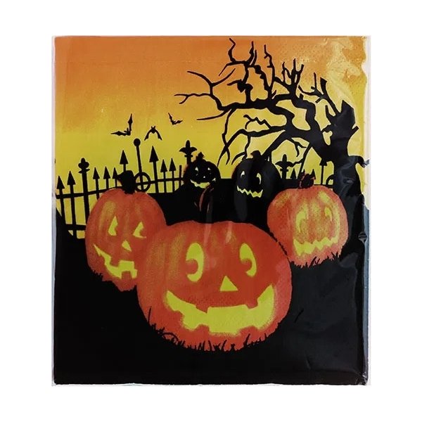 Halloween Servetter med kyrkogårdsmotiv, orange