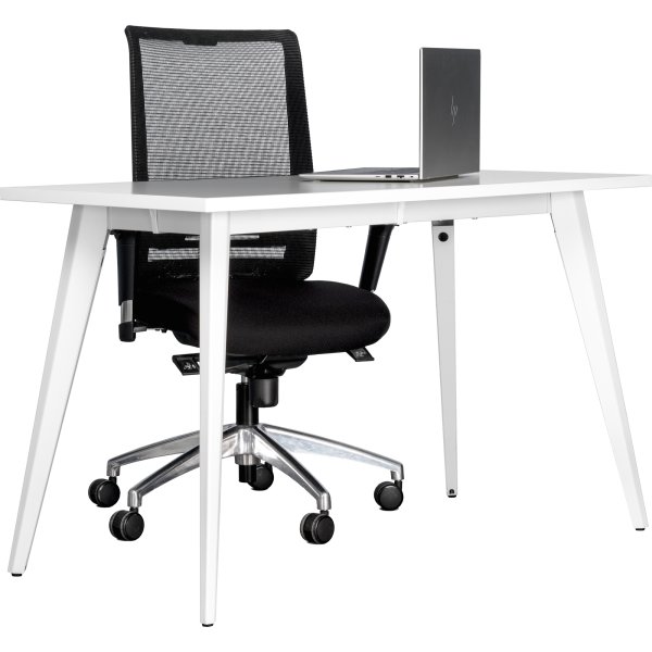 Enkel skrivbord, stålstativ/vit topp, 120x60 cm