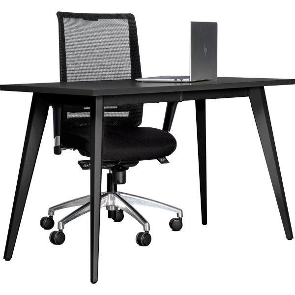 Enkel skrivbord, stålram/svart topp, 120x60 cm