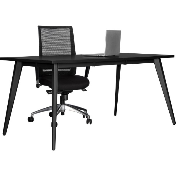 Enkel skrivbord, stålram/svart topp, 160x80 cm