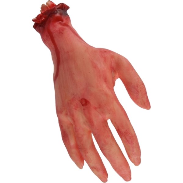 Avhuggen Halloweenhand, blodig, plast