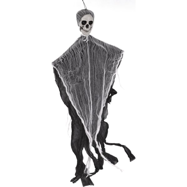 Hängande Skelett m. Svart Spökdräkt, H85 cm