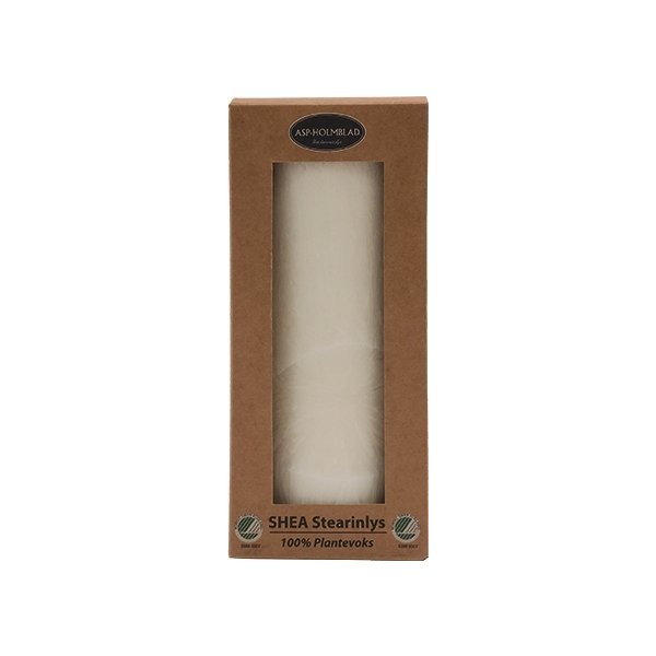 Blockljus, Shea-stearin, 6,7x15 cm, Vit