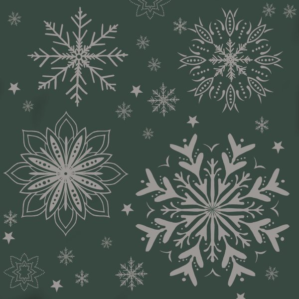 Julservett, Snöflinga grön/guld, 33x33cm, 20 st.