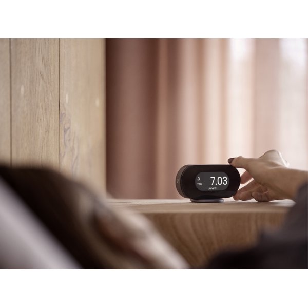 Jacob Jensen väckarklocka, 11,5 x2,3x5,5cm, svart