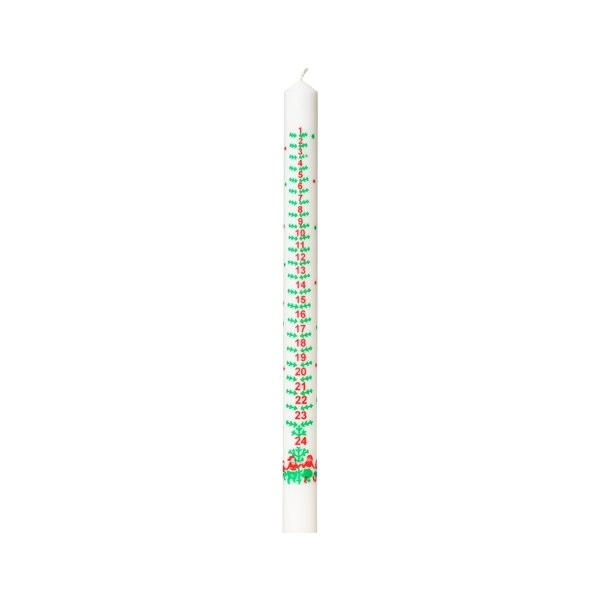 ASP-Holmblad Kalenderljus, 3x39cm, vit m/tryck