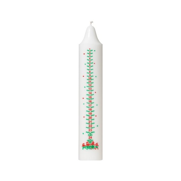 ASP-Holmblad Kalenderljus, 5x27,5cm, vit m/tryck