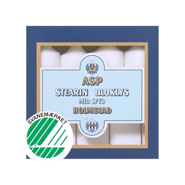 ASP-Holmblad Blockljus 3,8x11cm, vit, 4st, m/spett