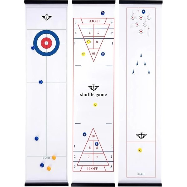 3-i-1 spelbox - Curling, Shuffle, Bowling