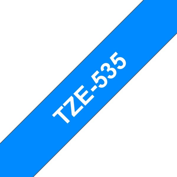 Brother TZe-535 etikettape, 12 mm, vit på blå