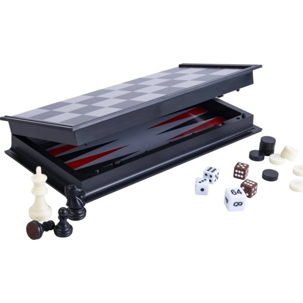 Brädspel Schack / Backgammon Reseset 24x24 cm