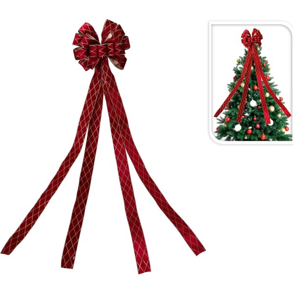 Julgransrosett, röd rutig, 130 cm