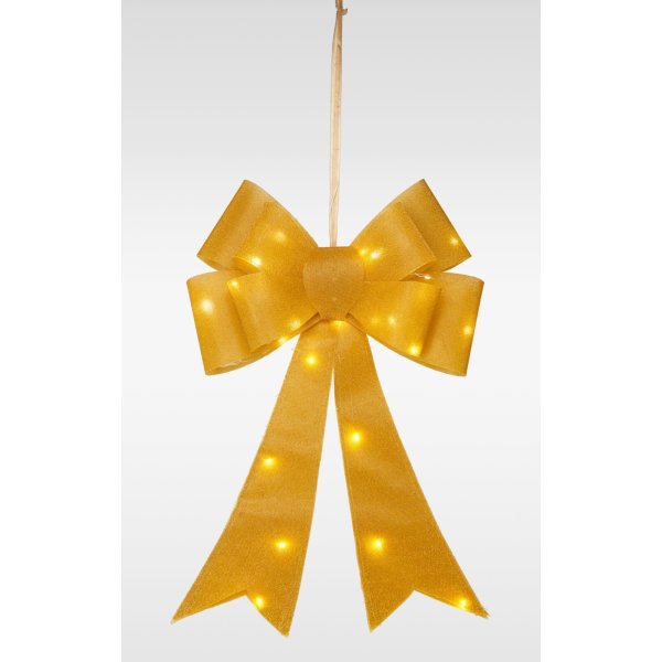 Rosett med LED, guld, batteridriven, 61 cm