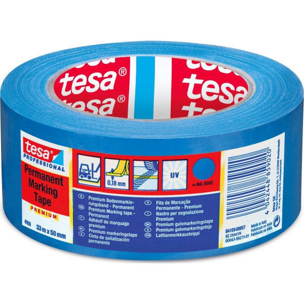 tesa golvmarkeringstejp, 50 mm x 33 m, blå