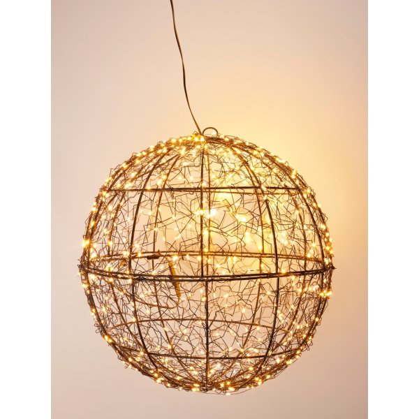 Kula i metall m/500 mikro LED, 35cm, svart