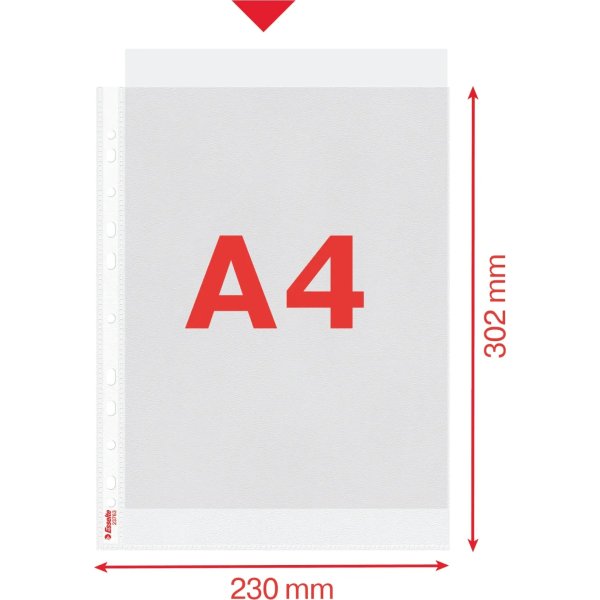 Esselte Premium plastficka, A4, topp, 0,09 mm