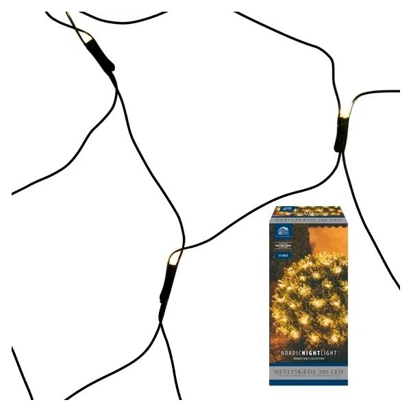 Ljusnät m/200 LED, B2xØ2m, varmvit
