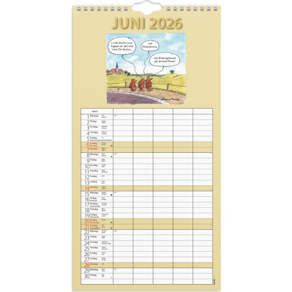 Burde 2026 Familjekalender, Rolig