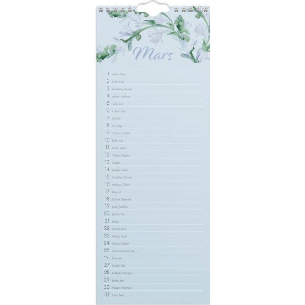 Burde 2026 Födelsedagskalender, vägg