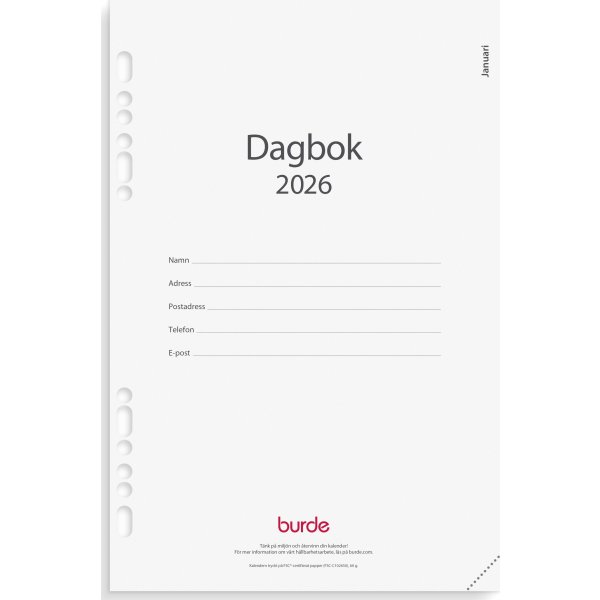 Burde 2026 Kalendersats, Business Dagbok
