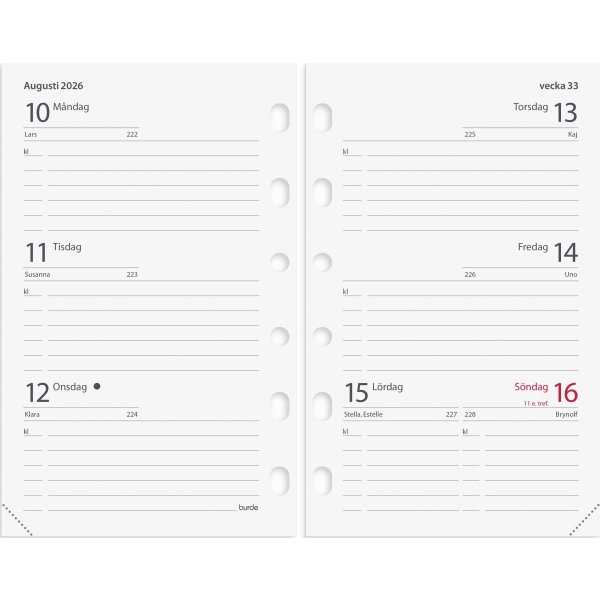 Burde 2026 Kalender, Compact grundsats
