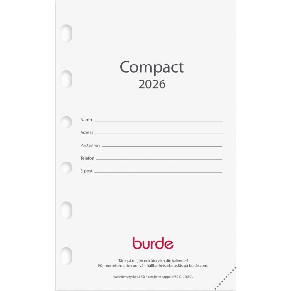 Burde 2026 Kalendersats, Compact