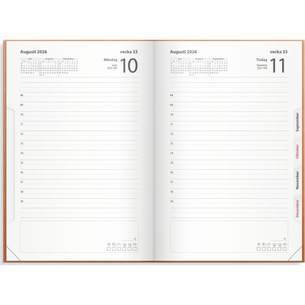 Burde 2026 Kalender, Dagbok, Cognac, konstläder