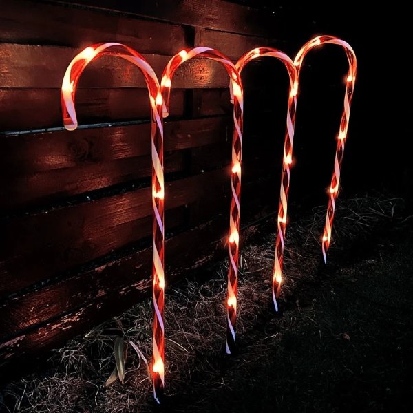 Julstänger 4 st, m/24 LED, m/timer, H78 cm