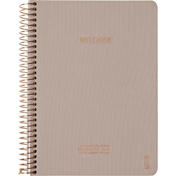 Kozo Premium Anteckningsbok | A5 | Linjerat | Sand