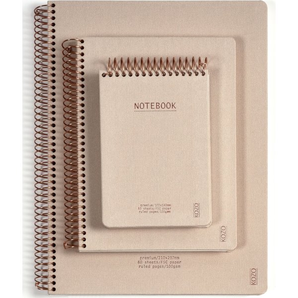 Kozo Premium Anteckningsbok | A5 | Linjerat | Sand