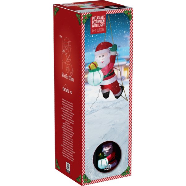 Uppblåsbar Jultomte med Repstege, H122 cm