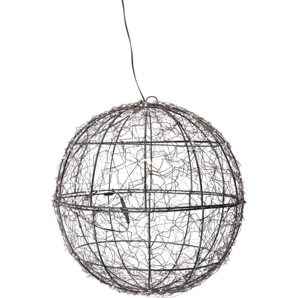 Kula i metall m/500 mikro LED, 35cm, svart
