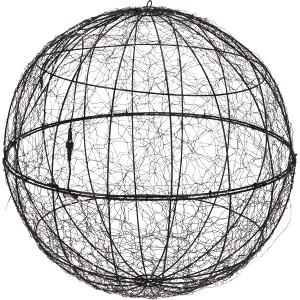 Kula i metall med 960 mikro LED, 58 cm, svart
