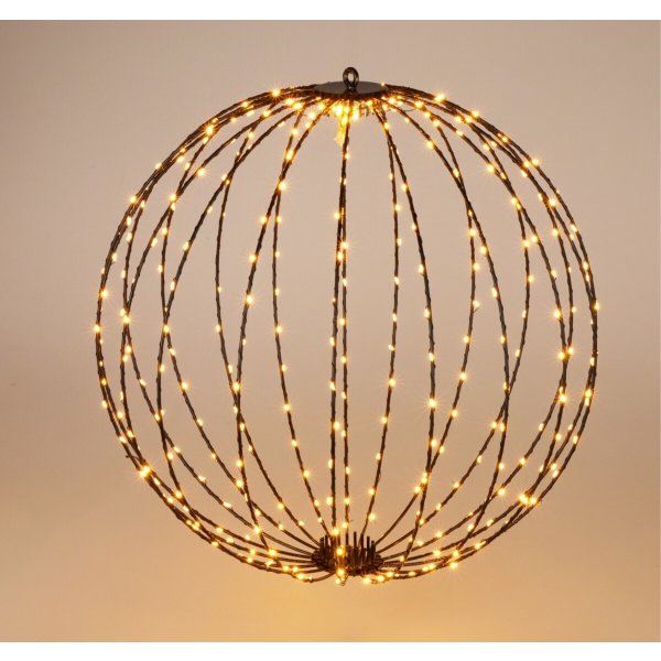 Hopfällbar kula i metall med 240 LED, 40 cm, svart