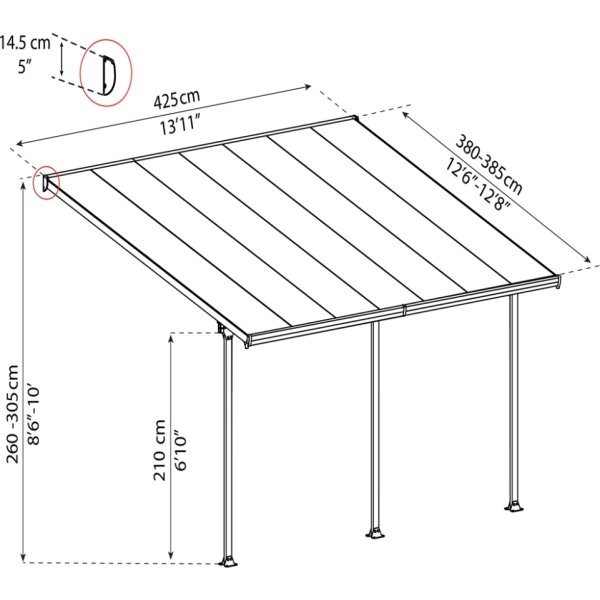 Palram Canopia Feria skärmtak, 4x4,2m, vit