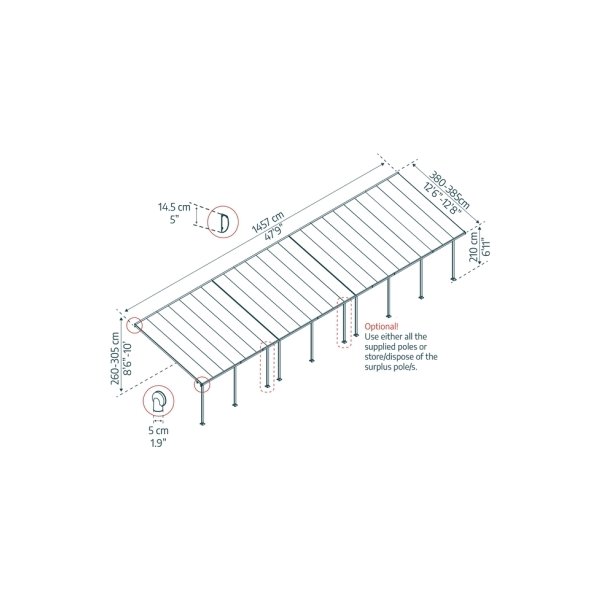 Palram Canopia Feria skärmtak, 4x14,5m, vit