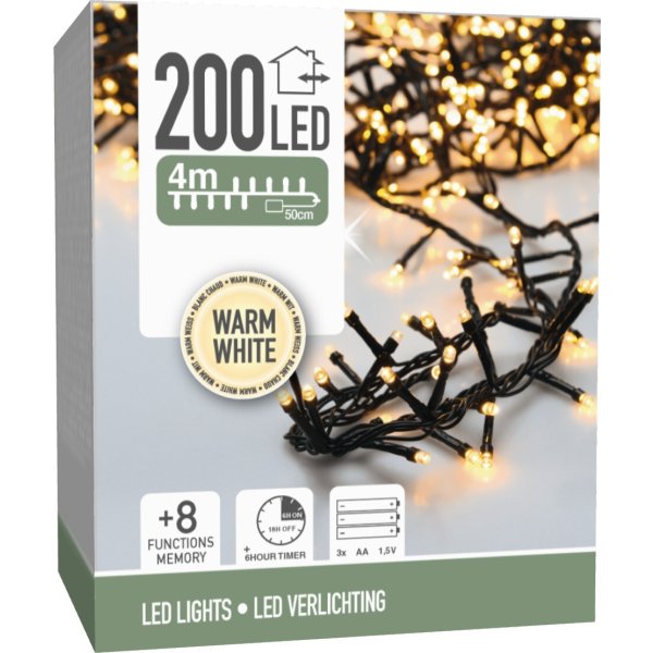 Ljusslinga m/200 LED, 4 meter, varm vit