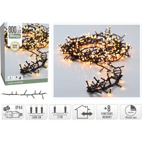 Ljusslinga m/800 LED, 16 meter, varmvit