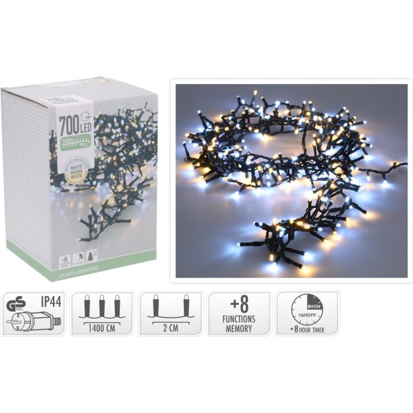 Cluster Ljusslinga m/700 Mikro LED, 14M, 2 färgad