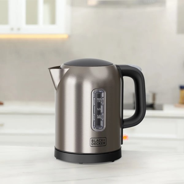 Black+decker vattenkokare 1L 2200W, borstat stål