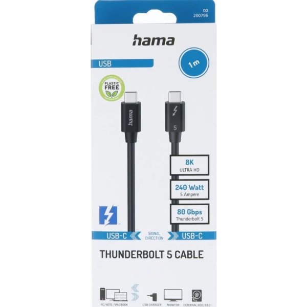Hama Kabel USB-C Thunderbolt, svart