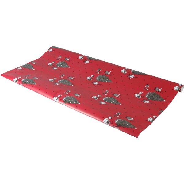 Presentpapper 10m/rul, B70cm x L10m, röd m/motiv