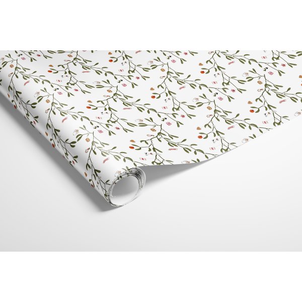 Presentpapper 10m/rll, H70cm x L10cm, vit m/motiv