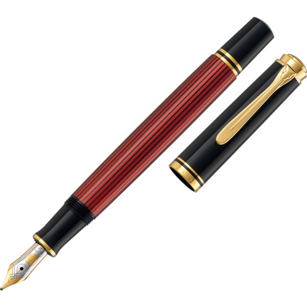 Pelikan Souverän 400 Reservoarpenna, F, svart/röd