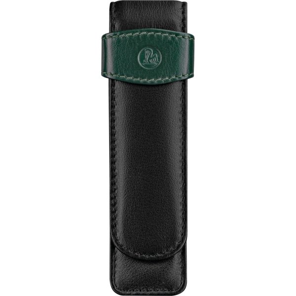 Pelikan läderfodral, 2 pennor, svart/grön