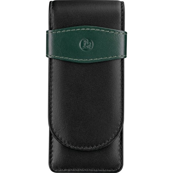 Pelikan läderfodral, 3 pennor, svart/grön