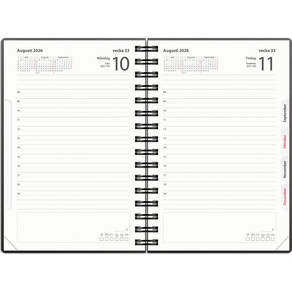Burde 2026 Kalender, Dagbok, PP-plast, svart