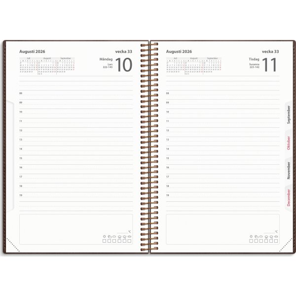 Burde 2026 Kalender, Dagbok Twist, Brun